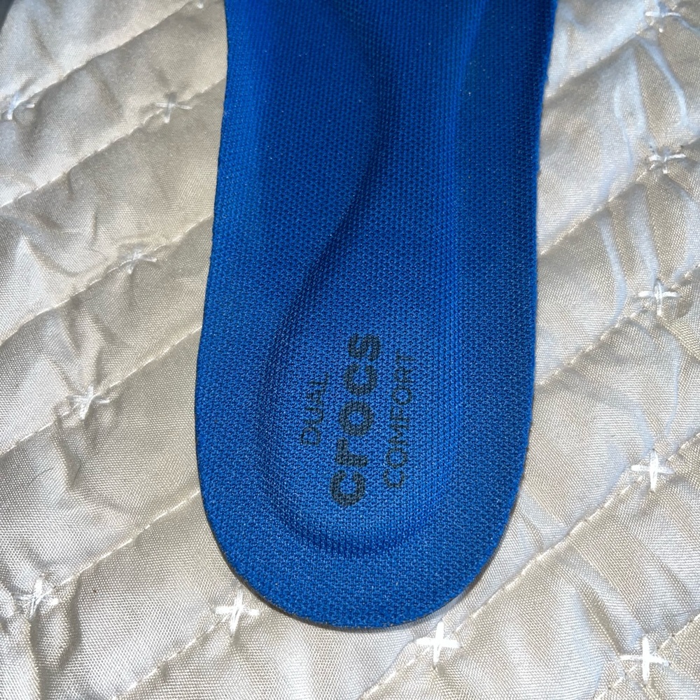 Final Price!! Navy Slip-On Yoga Crocs with Pink Patterned Straps - Picture 8 of 8